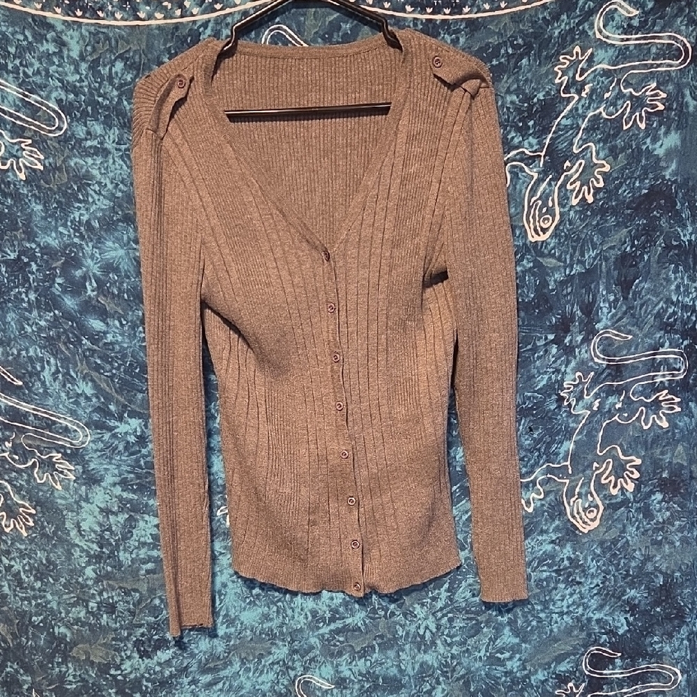 Elegant Brown Button-Up Cardigan
